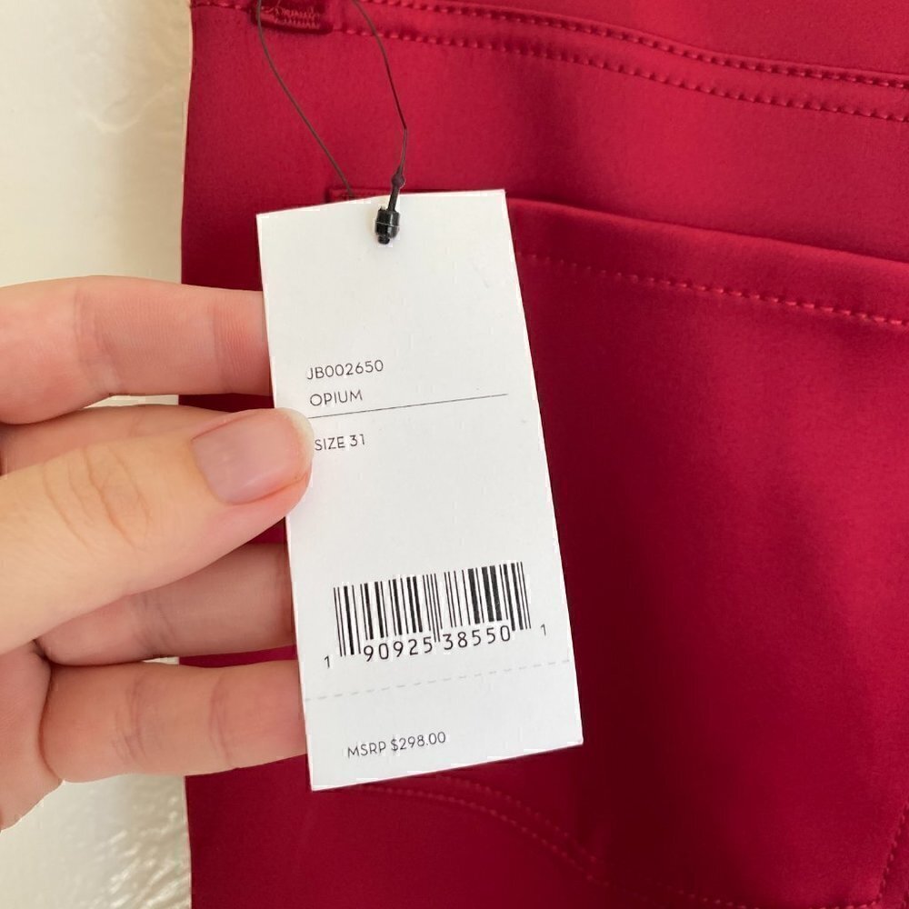 J BRAND Valentina Flared Satin Pants In Opium Red Size 31 NWT - Picture 6 of 11